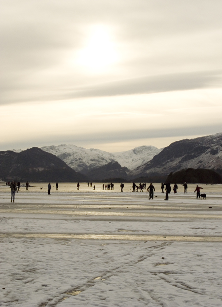 Loading frozen Derwentwater